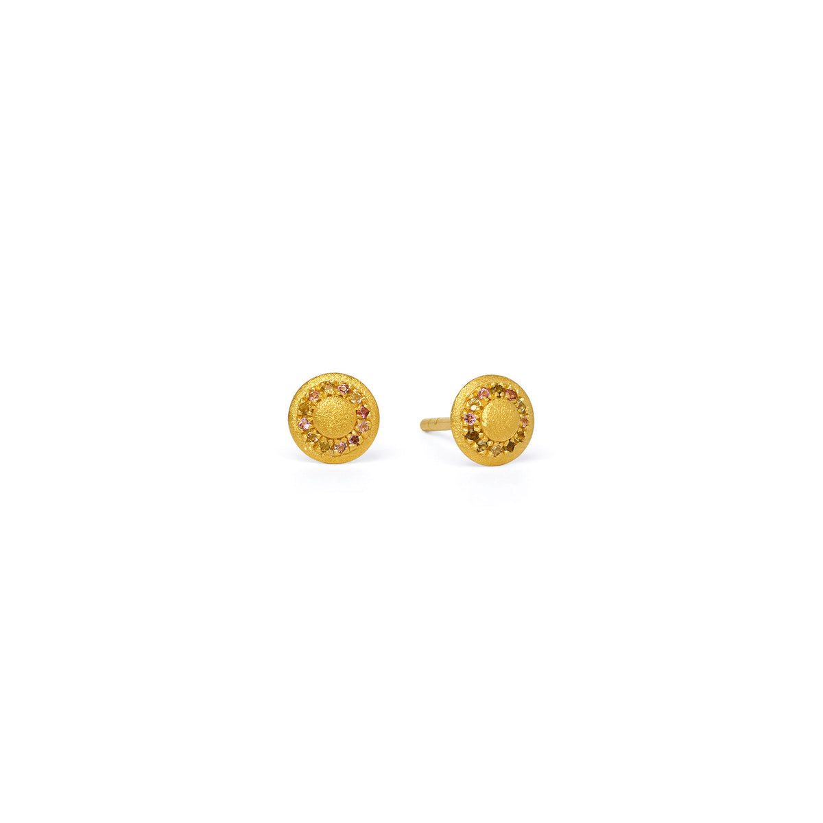 Ohrstecker Suntini von BERND WOLF aus 24-Karat-goldplattiertem Sterlingsilber mit Turmalin, Designlinie Sun&Moon.