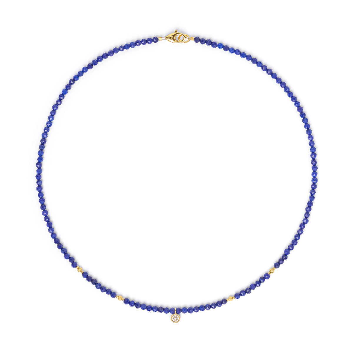 Halskette Verini von BERND WOLF aus 24-Karat-goldplattiertem Sterlingsilber mit Lapislazuli, Designlinie Sparkling Pavé.