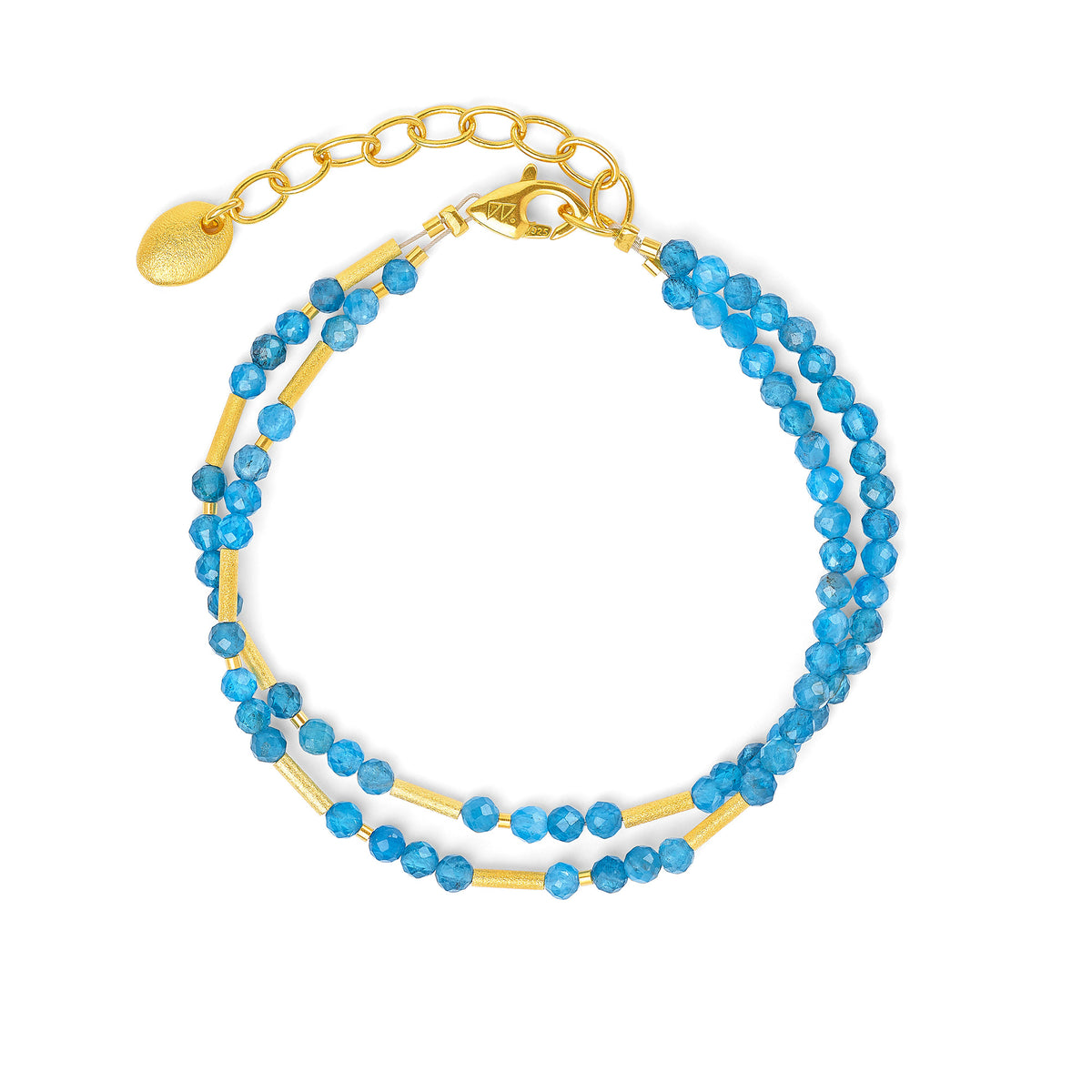 Armkette Clinna von BERND WOLF aus 24-Karat-goldplattiertem Sterlingsilber mit Apatit, Designlinie Cleopatra.