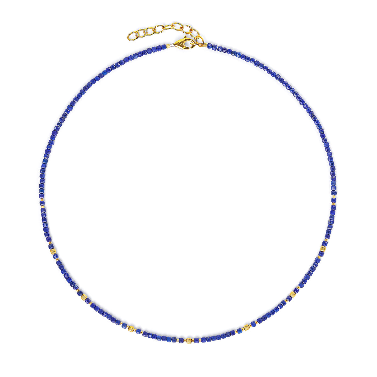 Halskette Cuseva von BERND WOLF aus 24-Karat-goldplattiertem Sterlingsilber mit Lapislazuli, Designlinie Cubes.