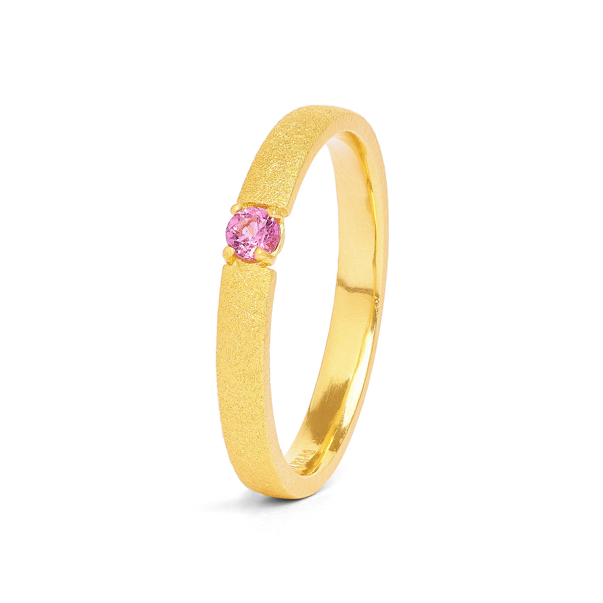 Ring Estrella von BERND WOLF aus 24-Karat-goldplattiertem Sterlingsilber mit Turmalin pink, Designlinie Brilliana.