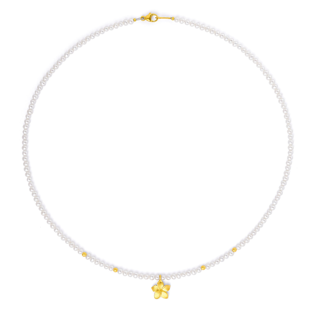 Halskette Franca von BERND WOLF aus 14-Karat-Gold mit Süßwasserperle, Designlinie Frangipani.