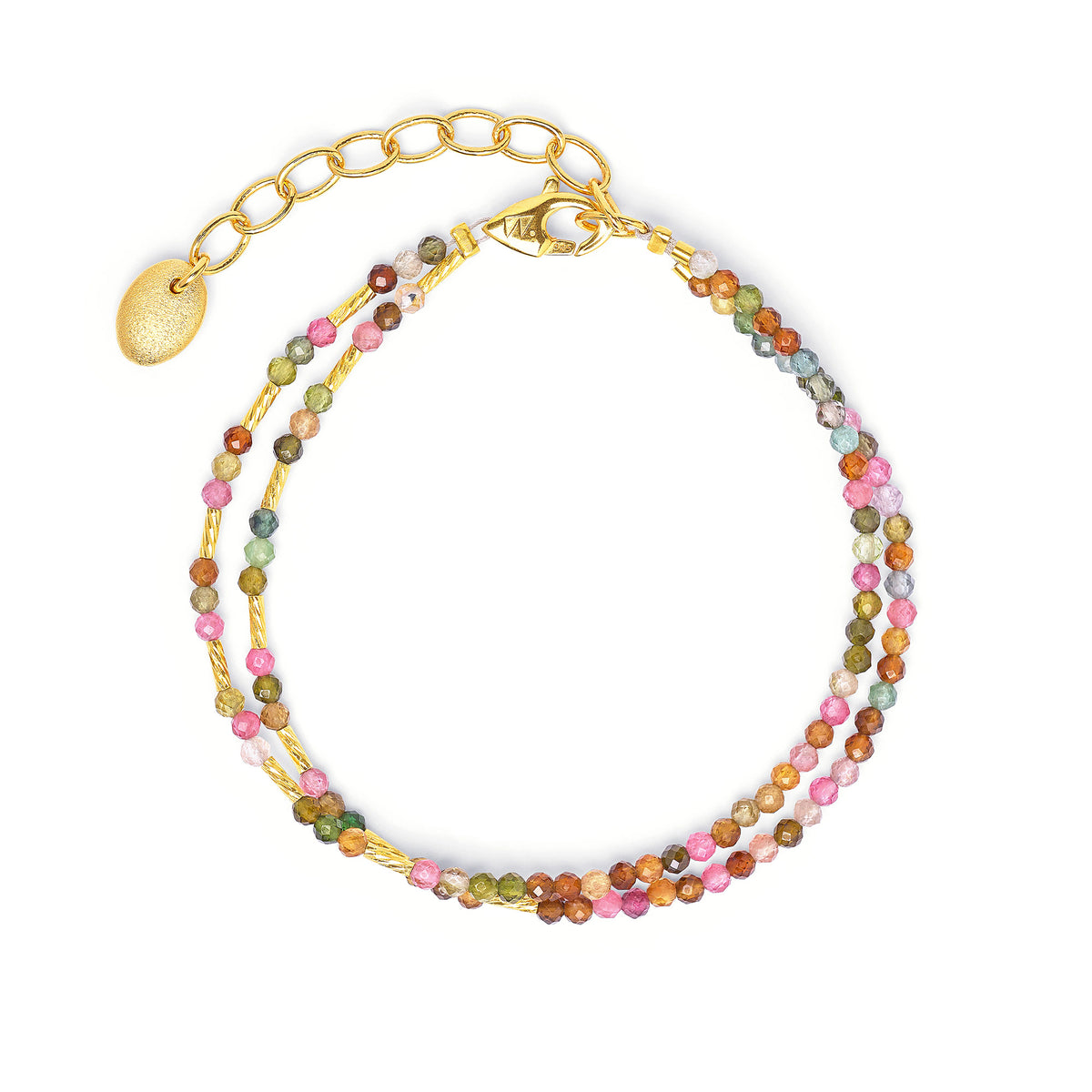 Armkette Clensy von BERND WOLF aus 24-Karat-goldplattiertem Sterlingsilber mit Turmalin, Designlinie Cleopatra.