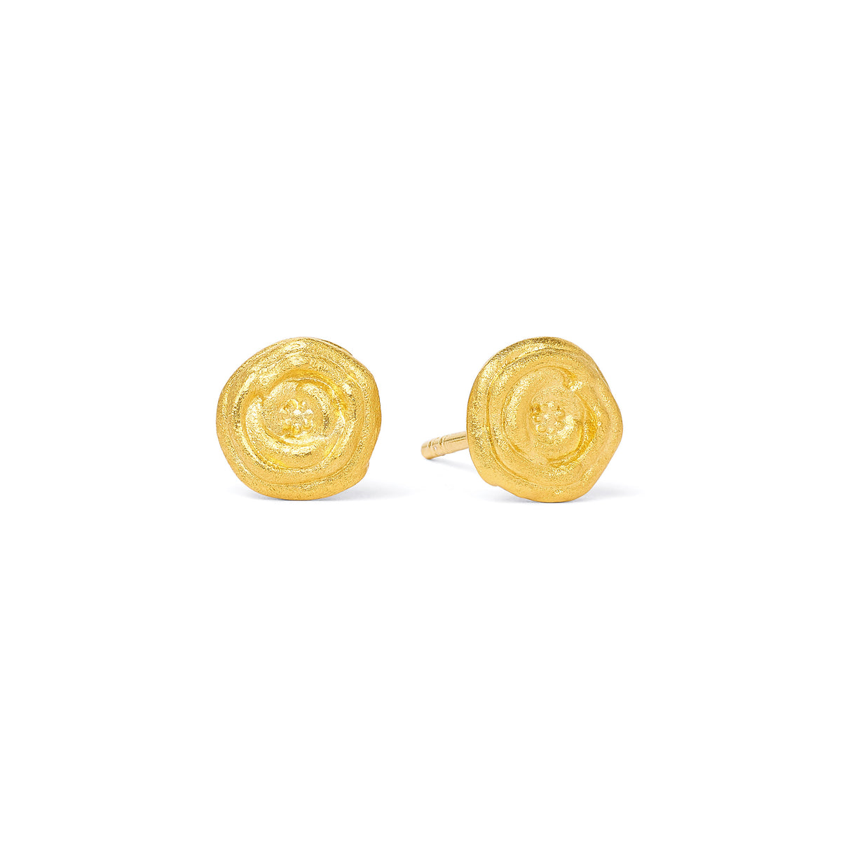 Ohrstecker Rosa von BERND WOLF aus 24-Karat-goldplattiertem Sterlingsilber, Designlinie Rose.