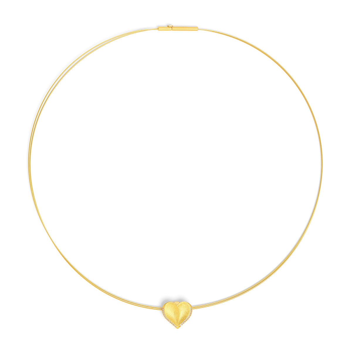 Collier Corasan von BERND WOLF aus 24-Karat-goldplattiertem Sterlingsilber mit Zirkonia, Designlinie Hearts.