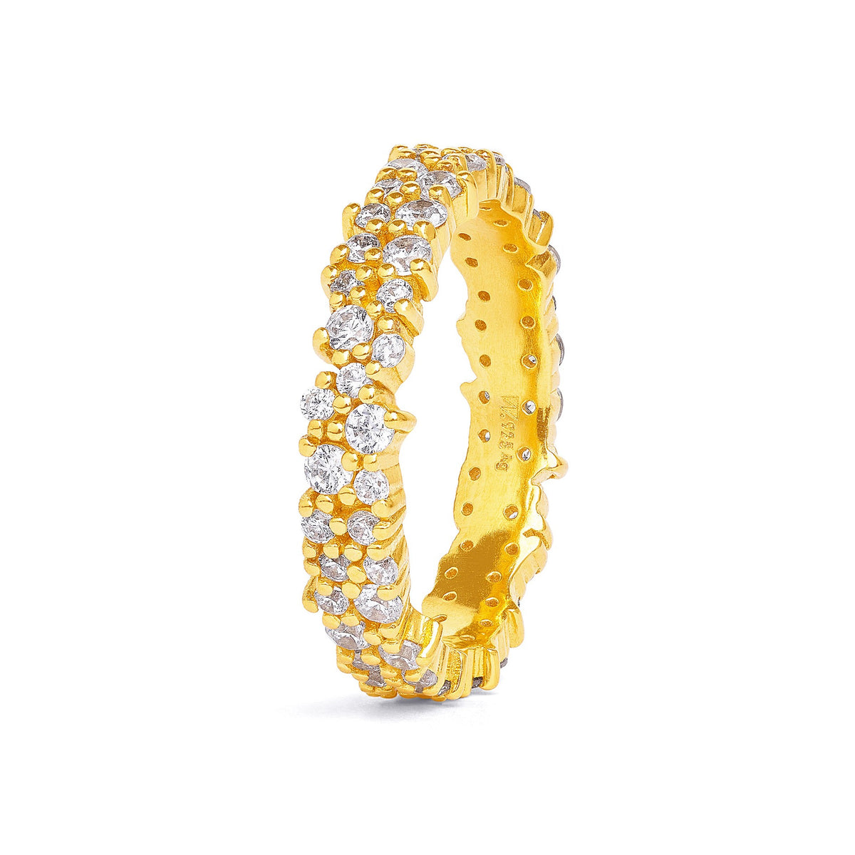 Ring Brillenias von BERND WOLF aus 24-Karat-goldplattiertem Sterlingsilber mit Zirkonia, Designlinie Brilliana.