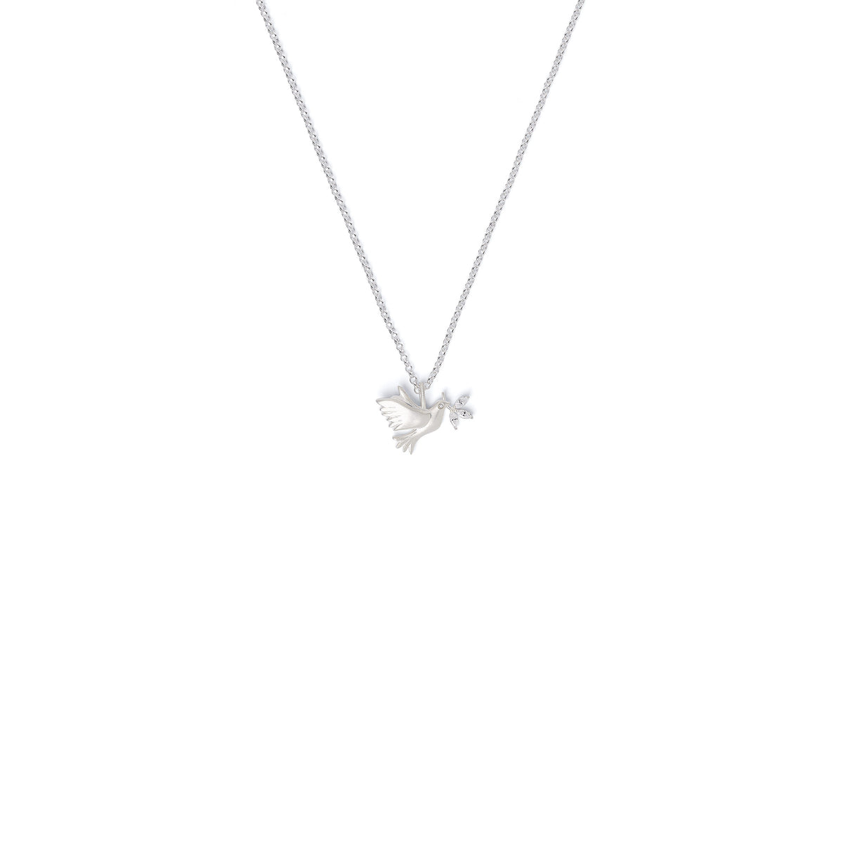 Kette mit Anhänger Taube von BERND WOLF aus 925er Sterlingsilber mit Zirkonia, Designlinie Friedenstaube.