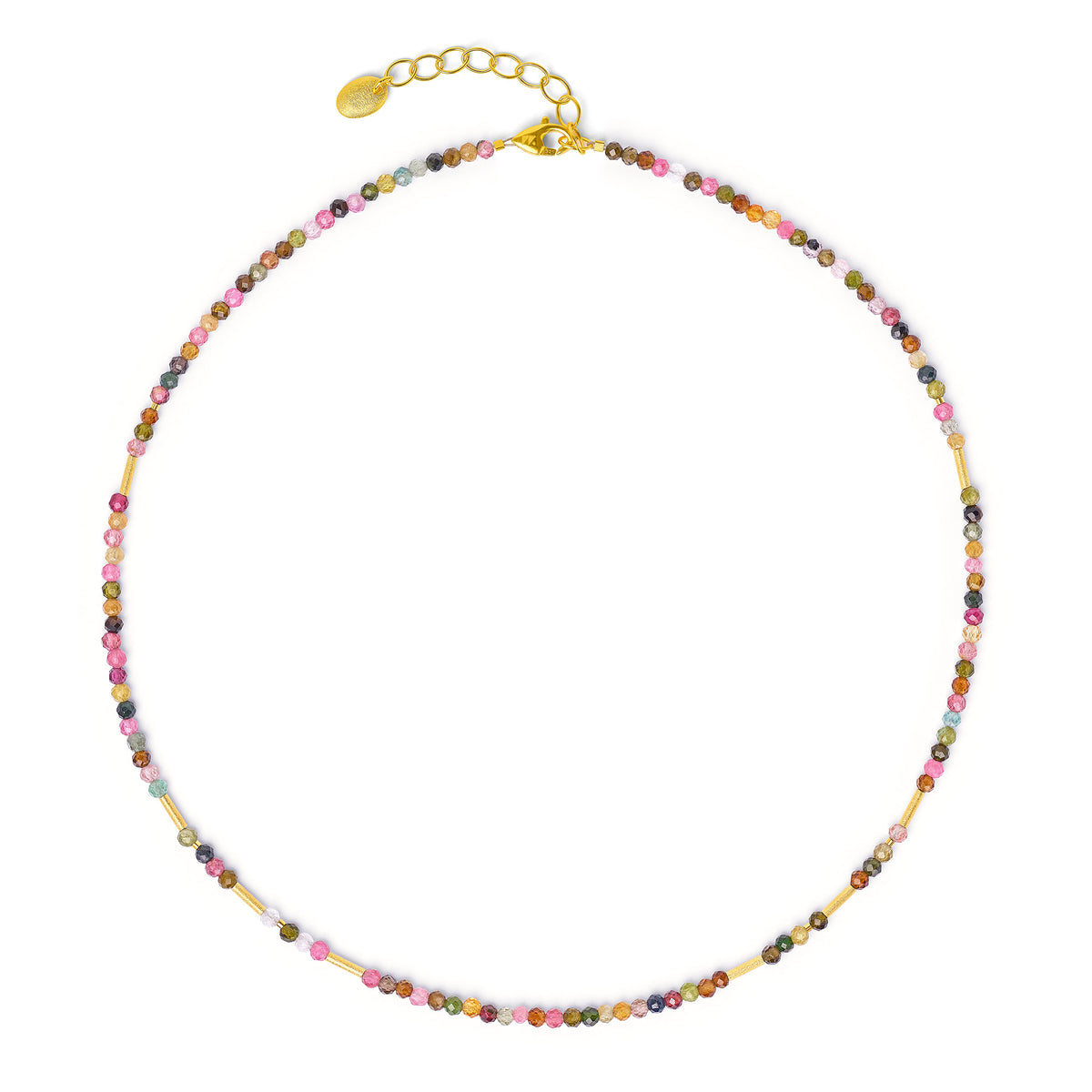 Halskette Landina von BERND WOLF aus 24-Karat-goldplattiertem Sterlingsilber mit Turmalin, Designlinie Cleopatra.