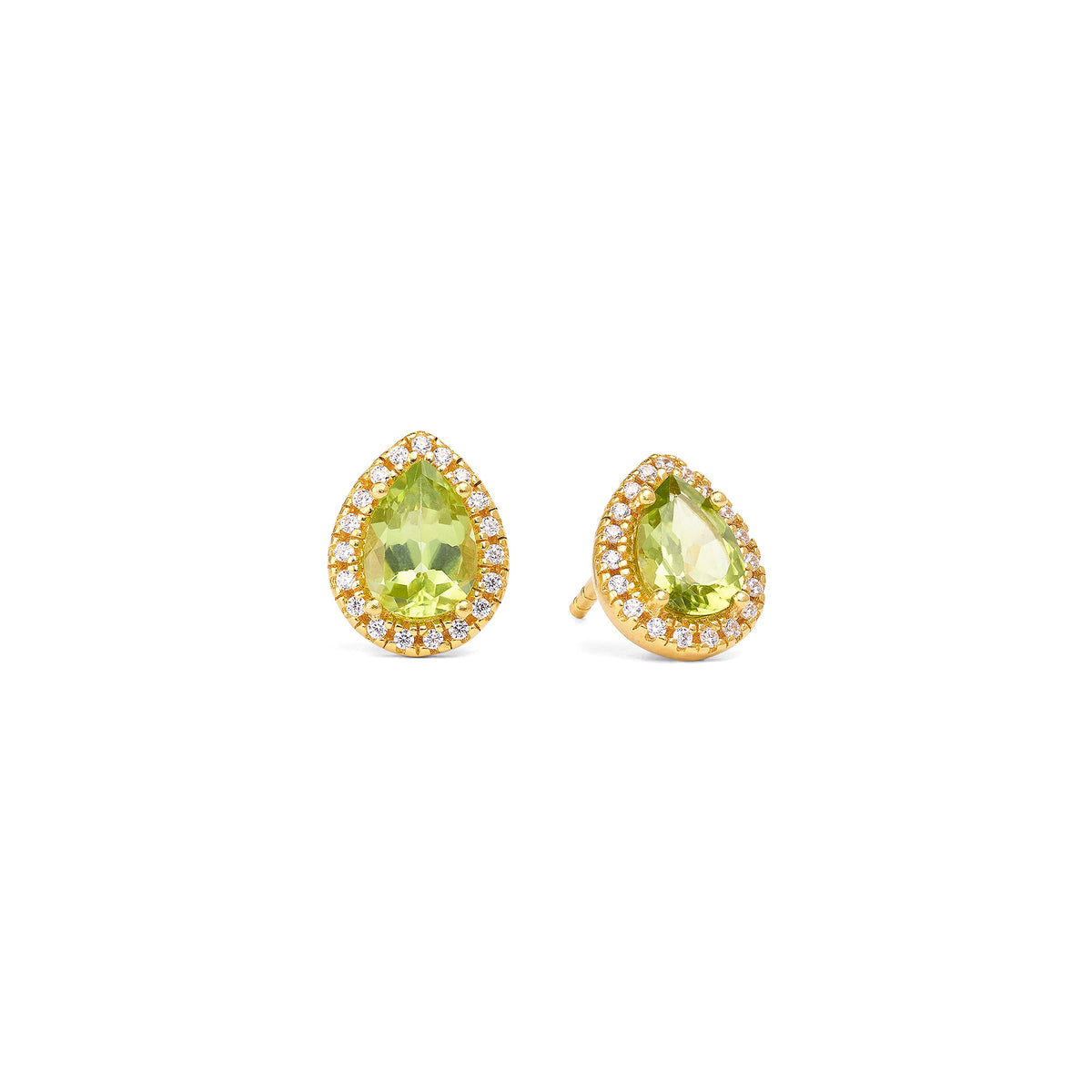 Ohrstecker Marie von BERND WOLF aus 24-Karat-goldplattiertem Sterlingsilber mit Peridot, Designlinie Aqua.