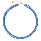 Halskette Cutrias von BERND WOLF aus 24-Karat-goldplattiertem Sterlingsilber mit Kyanit, Designlinie Cubes.
