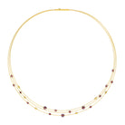 Collier Cubetinos von BERND WOLF aus 24-Karat-goldplattiertem Sterlingsilber mit Granat, Designlinie Cubes.