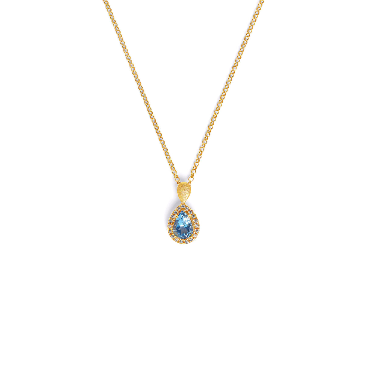 Kette mit Anhänger Antoinette von BERND WOLF aus 925er Sterlingsilber mit London blue Topas, Designlinie Aqua.