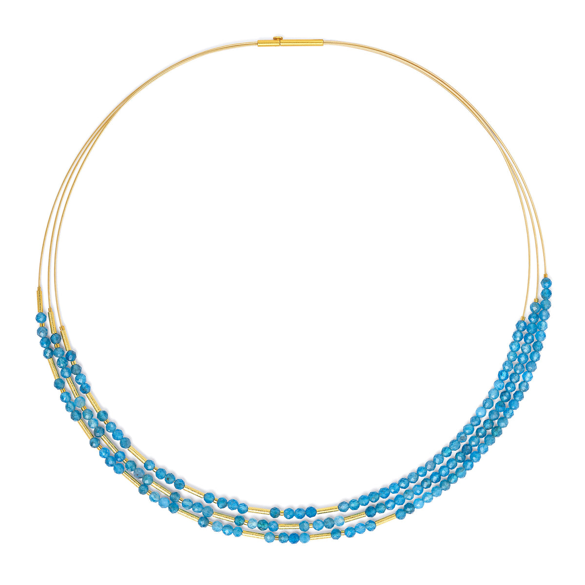 Collier Clini von BERND WOLF aus 24-Karat-goldplattiertem Sterlingsilber mit Apatit, Designlinie Cleopatra.