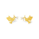 Ohrstecker Taube von BERND WOLF aus 24-Karat-goldplattiertem Sterlingsilber mit Zirkonia, Designlinie Friedenstaube.
