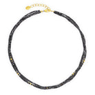 Halskette Sedona von BERND WOLF aus 24-Karat-goldplattiertem Sterlingsilber mit Spinell, Designlinie Cubes.