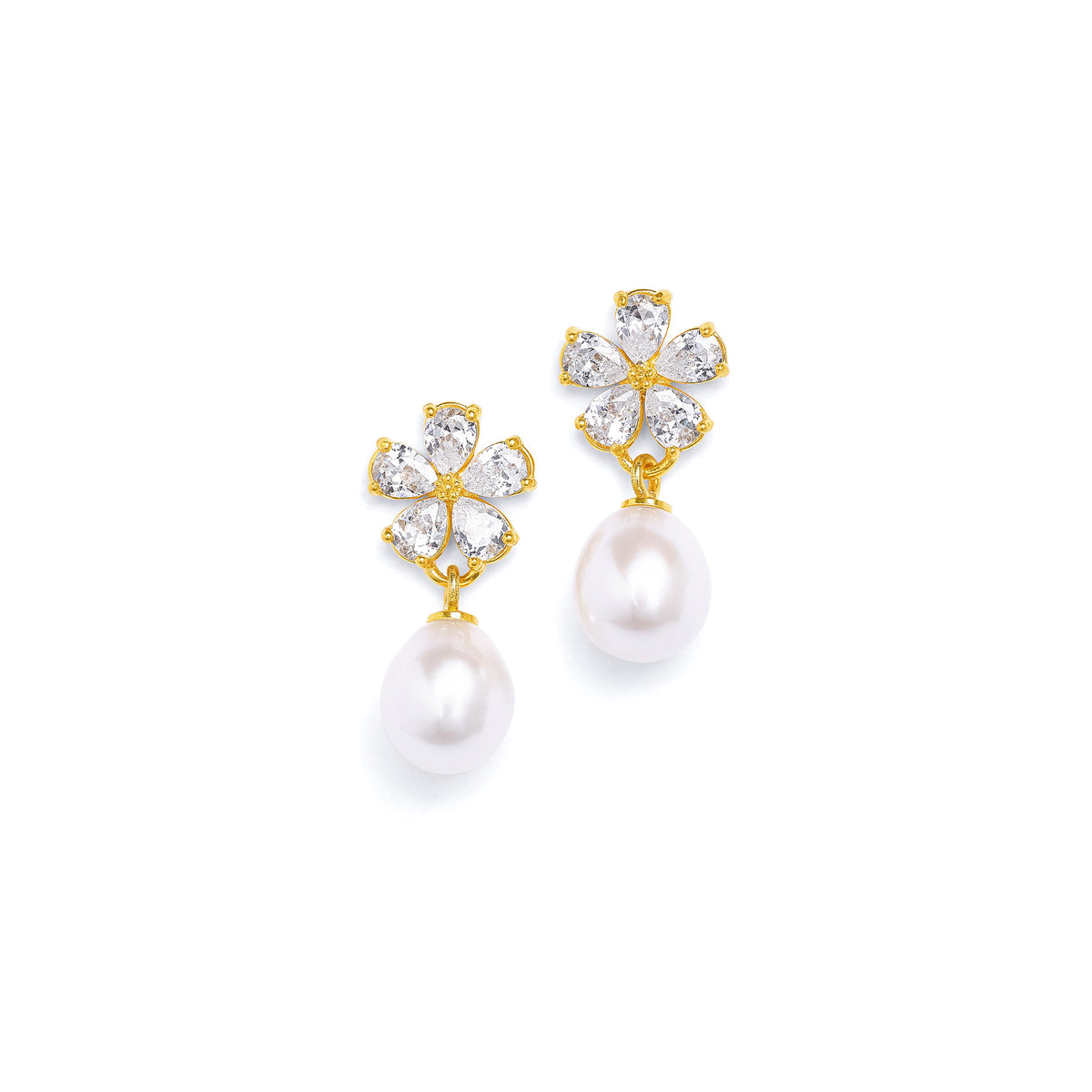 Ohrhänger Maggy von BERND WOLF aus 24-Karat-goldplattiertem Sterlingsilber mit Süßwasserperle, Designlinie Flowertimes.