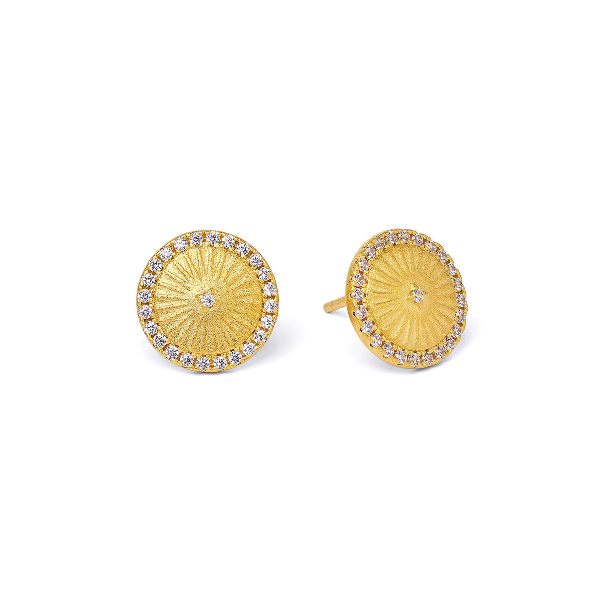 Ohrstecker Solari von BERND WOLF aus 24-Karat-goldplattiertem Sterlingsilber mit Zirkonia, Designlinie Sun&Moon.