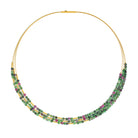 Collier Clini von BERND WOLF aus 24-Karat-goldplattiertem Sterlingsilber mit Rubin-Zoisit, Designlinie Cleopatra.
