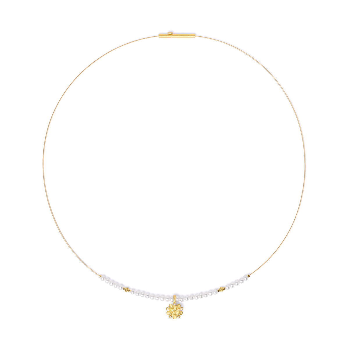 Collier Cerisa von BERND WOLF aus 24-Karat-goldplattiertem Sterlingsilber mit Süßwasserperle, Designlinie Flowertimes.