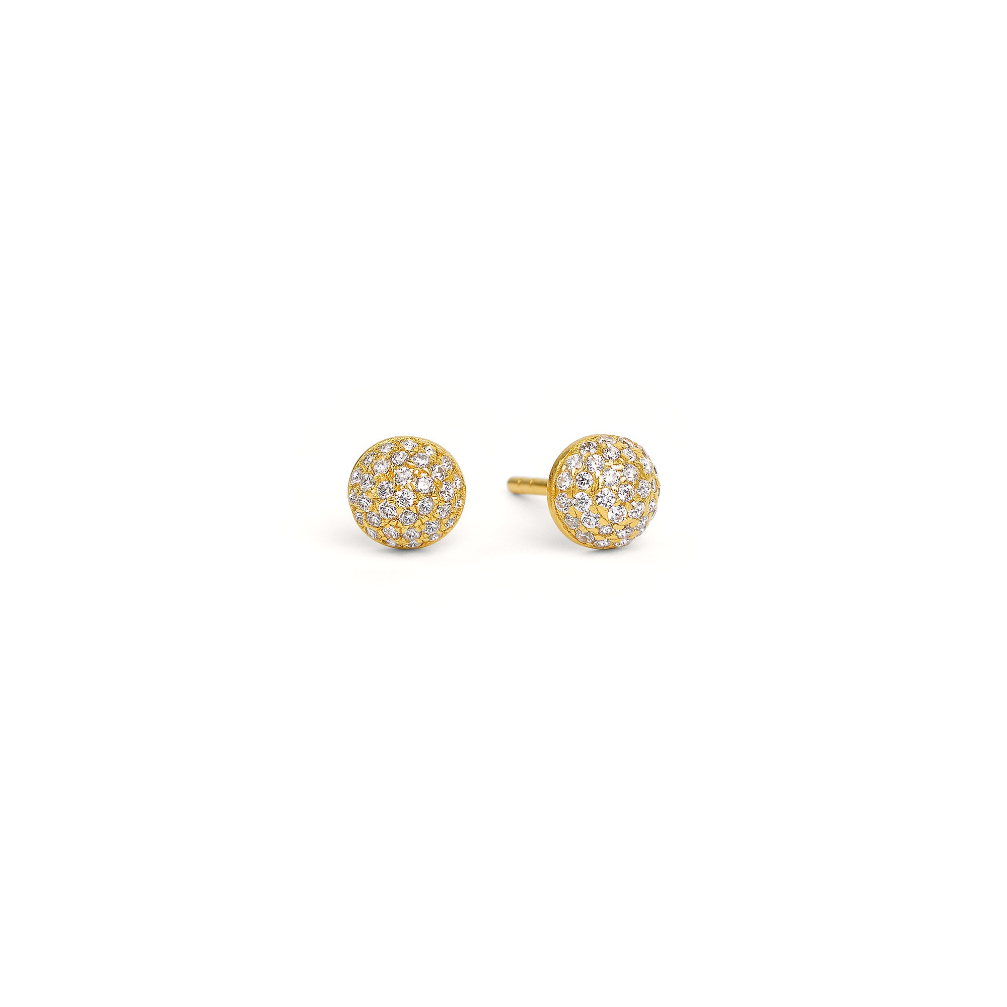 Ohrstecker Goa von BERND WOLF aus 24-Karat-goldplattiertem Sterlingsilber mit Zirkonia, Designlinie Pavé Zirkonia.