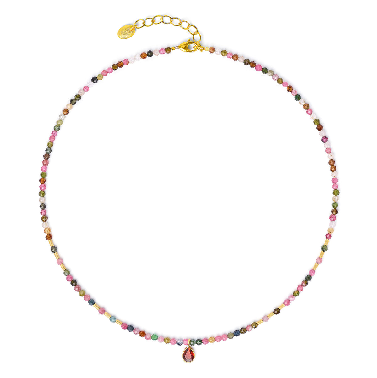 Halskette Sequenis von BERND WOLF aus 24-Karat-goldplattiertem Sterlingsilber mit Turmalin, Designlinie Aqua.