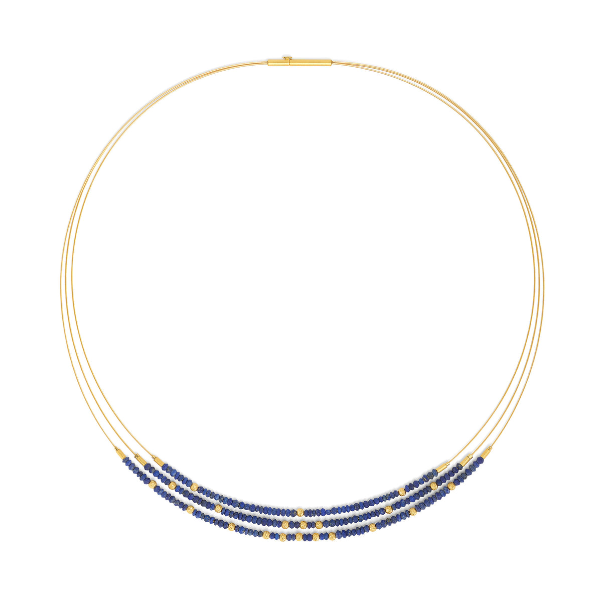 Collier Lindia von BERND WOLF aus 24-Karat-goldplattiertem Sterlingsilber mit Lapislazuli.