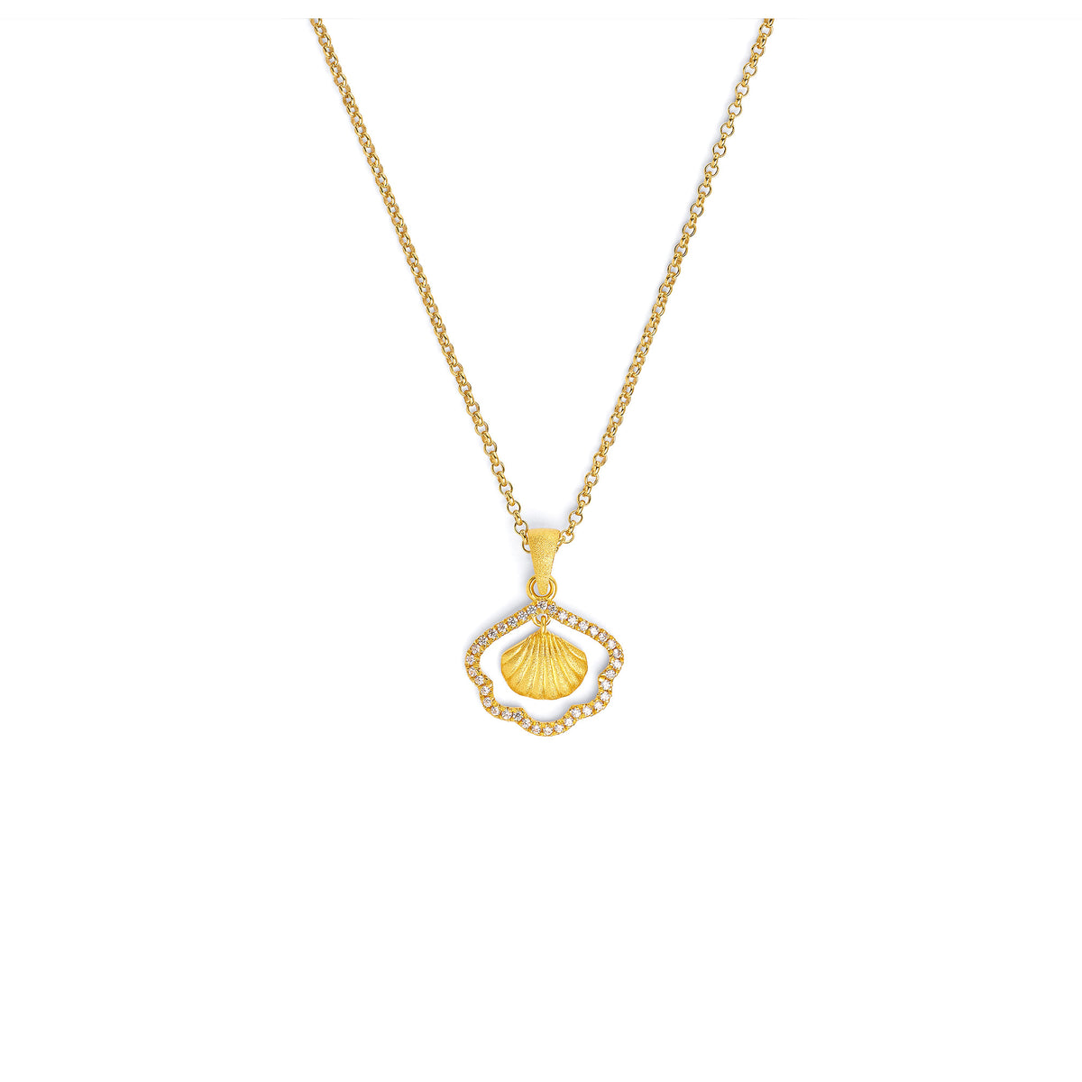 Kette mit Anhänger Jacoba von BERND WOLF aus 24-Karat-goldplattiertem Sterlingsilber mit Zirkonia, Designlinie Maritim.