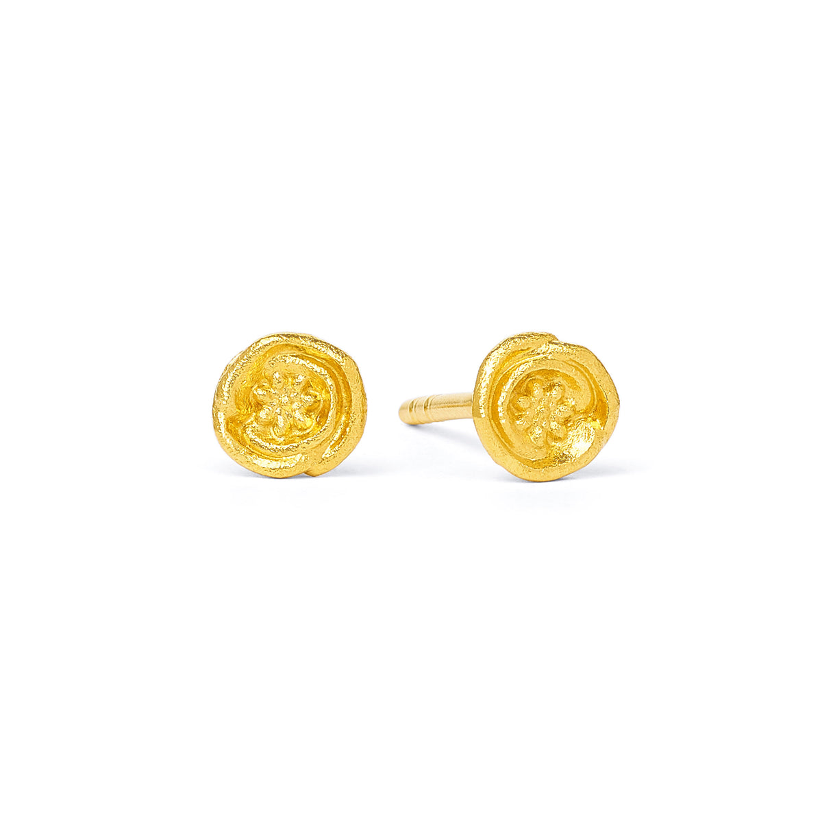 Ohrstecker Rosi von BERND WOLF aus 24-Karat-goldplattiertem Sterlingsilber, Designlinie Rose.