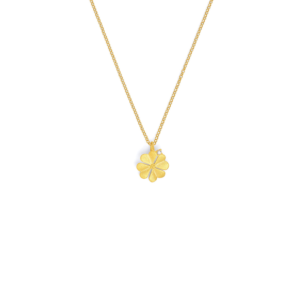 Kette mit Anhänger Kleenika von BERND WOLF aus 24-Karat-goldplattiertem Sterlingsilber mit Zirkonia, Designlinie Glücksbringer.