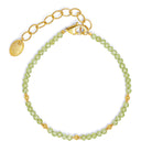 Armkette Indina von BERND WOLF aus 24-Karat-goldplattiertem Sterlingsilber mit Peridot, Designlinie Cleopatra.