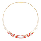 Collier Clenifa von BERND WOLF aus 24-Karat-goldplattiertem Sterlingsilber mit Wurzelkoralle, Designlinie Cleopatra.