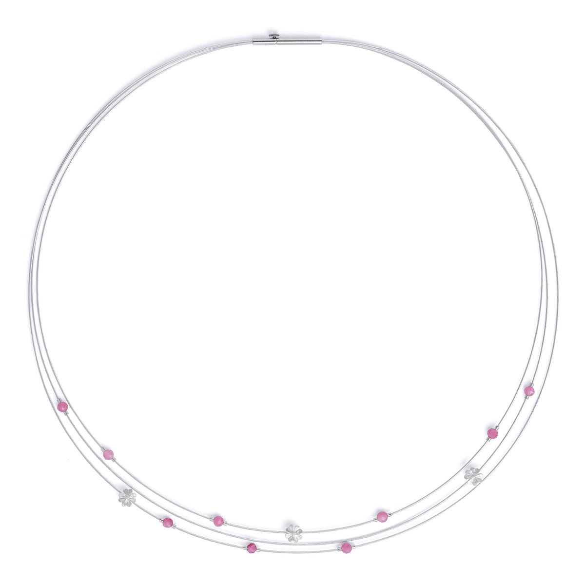 Collier Kleefacena von BERND WOLF aus 925er Sterlingsilber mit Turmalin pink, Designlinie Glücksbringer.