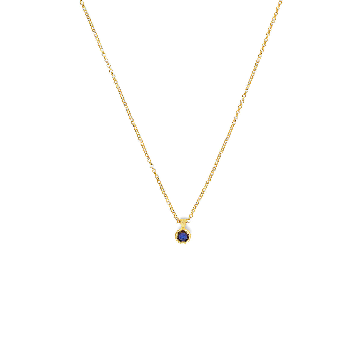 Kette mit Anhänger Castini von BERND WOLF aus 24-Karat-goldplattiertem Sterlingsilber mit Lapislazuli, Designlinie Twisted.