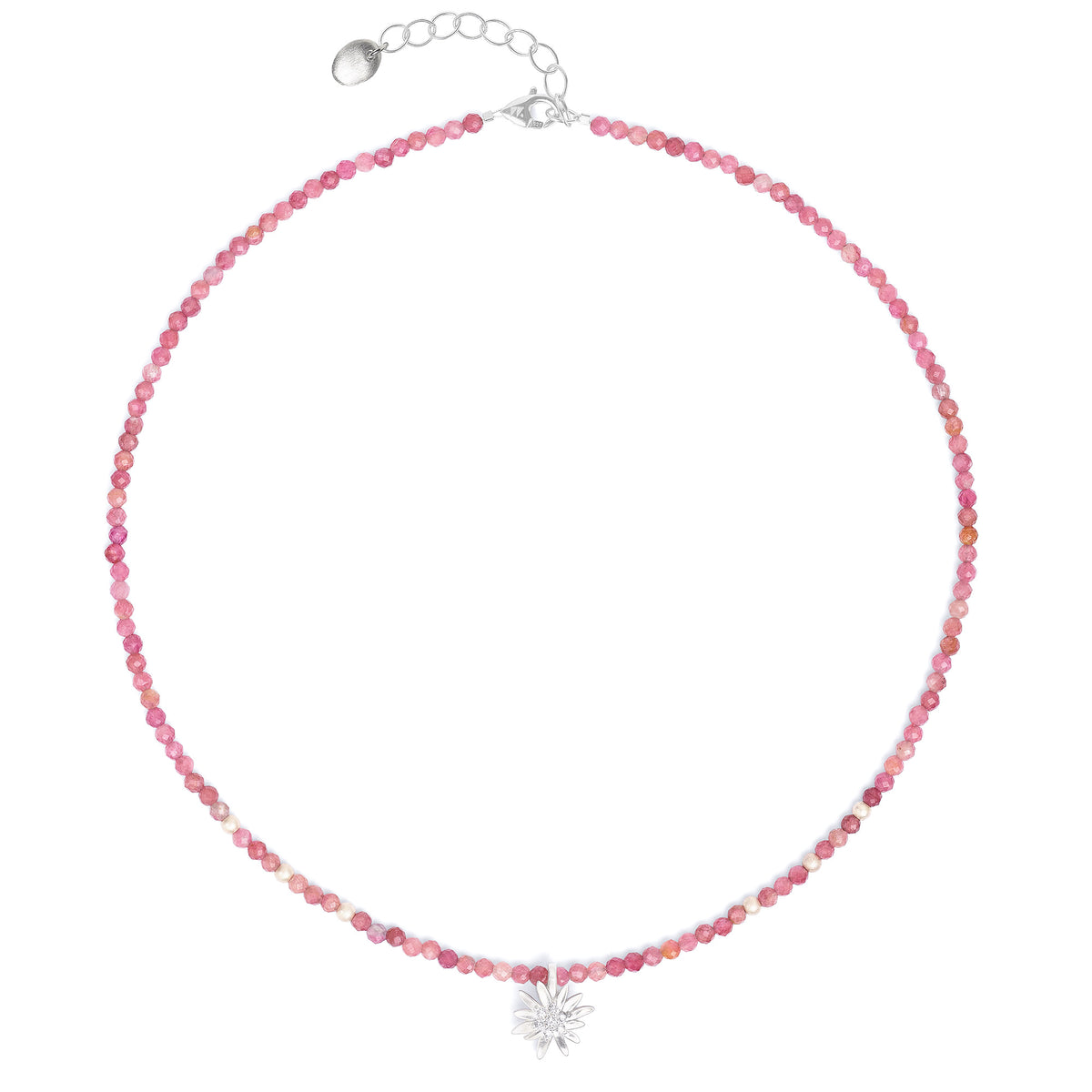 Halskette Heidi von BERND WOLF aus 925er Sterlingsilber mit Turmalin pink, Designlinie Bergwelt.