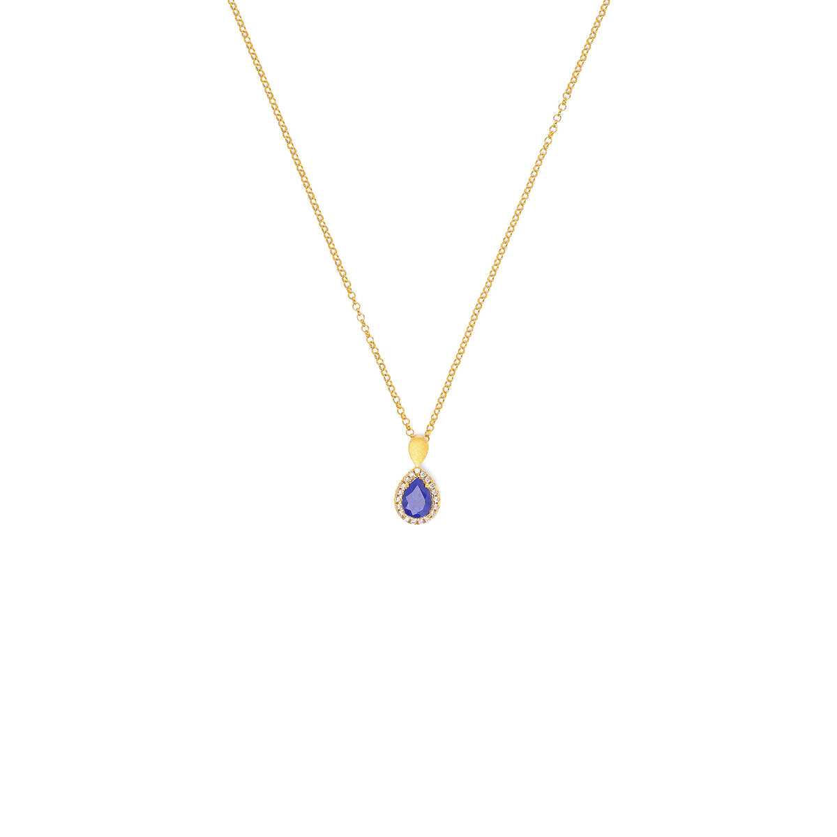 Kette mit Anhänger Antoinette von BERND WOLF aus 24-Karat-goldplattiertem Sterlingsilber mit Lapislazuli, Designlinie Aqua.