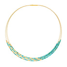 Collier Clini von BERND WOLF aus 24-Karat-goldplattiertem Sterlingsilber mit Türkis blau, Designlinie Cleopatra.