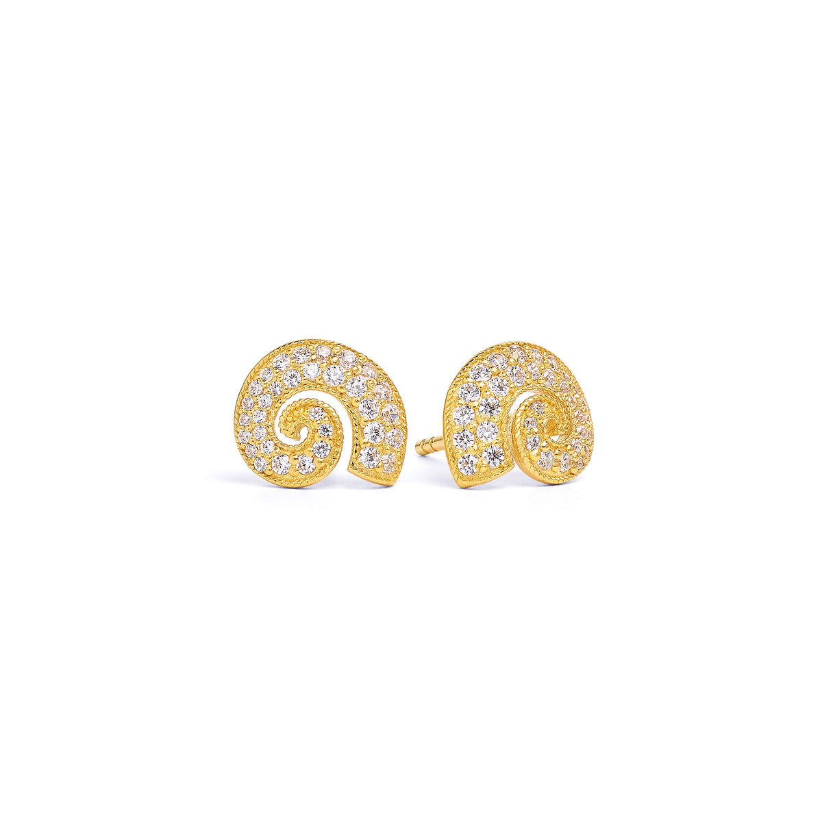 Ohrstecker Escali von BERND WOLF aus 24-Karat-goldplattiertem Sterlingsilber mit Zirkonia, Designlinie Maritim.