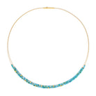 Collier Cusca von BERND WOLF aus 24-Karat-goldplattiertem Sterlingsilber mit Türkis blau, Designlinie Cubes.