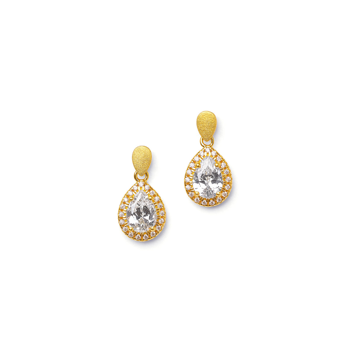 Ohrhänger Antoinette von BERND WOLF aus 24-Karat-goldplattiertem Sterlingsilber mit Zirkonia, Designlinie Aqua.