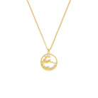 Kette mit Anhänger Hirschsprung von BERND WOLF aus 24-Karat-goldplattiertem Sterlingsilber, Designlinie Bergwelt.