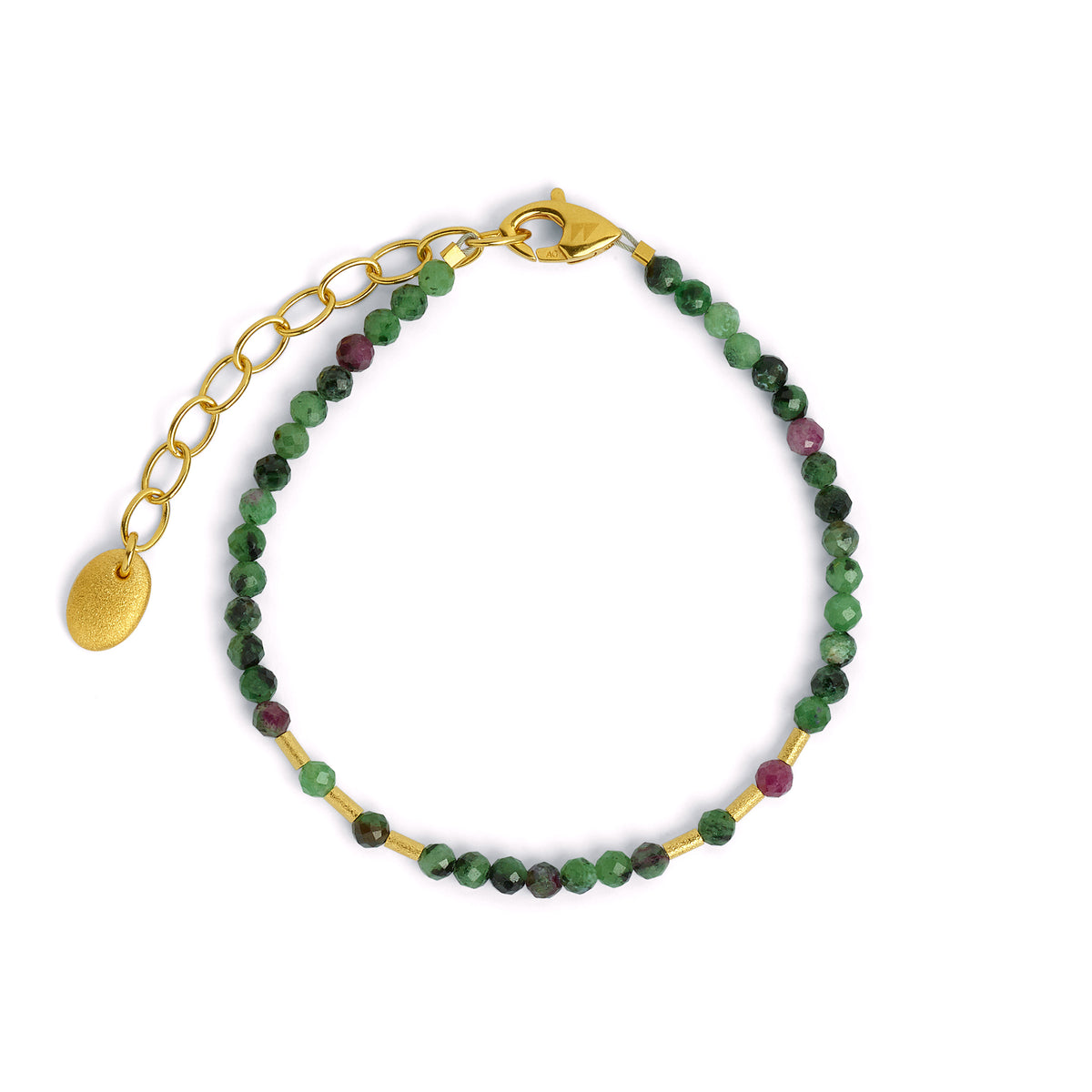 Armkette Cletra von BERND WOLF aus 24-Karat-goldplattiertem Sterlingsilber mit Rubin-Zoisit, Designlinie Cleopatra.