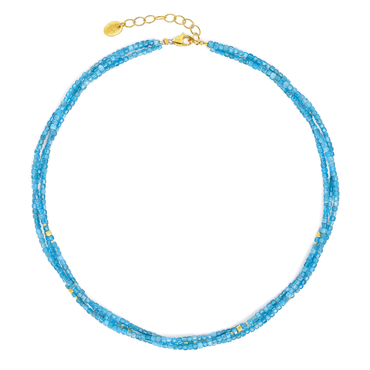 Halskette Sedona von BERND WOLF aus 24-Karat-goldplattiertem Sterlingsilber mit Apatit, Designlinie Cubes.