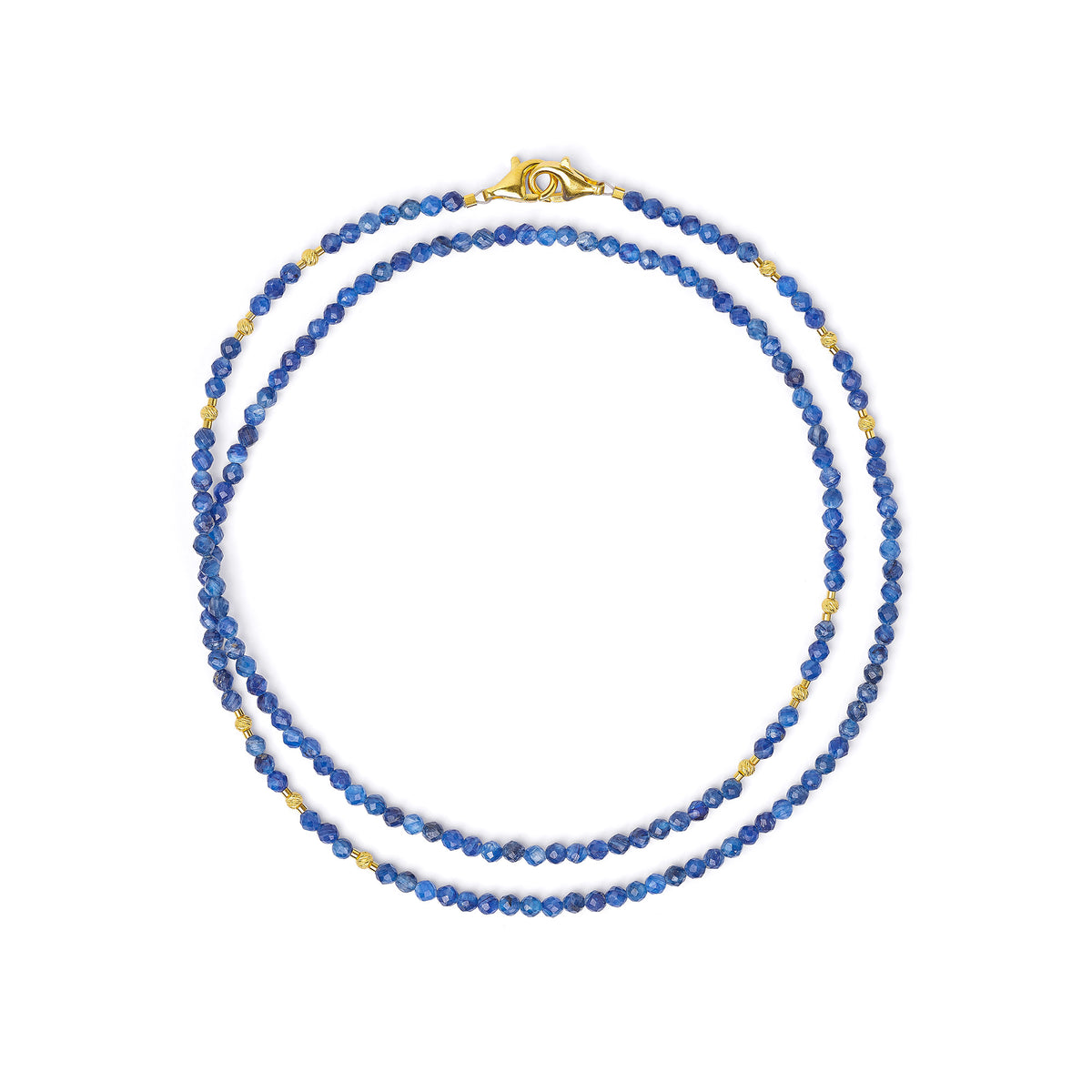 Halskette Indilan von BERND WOLF aus 24-Karat-goldplattiertem Sterlingsilber mit Kyanit, Designlinie Cleopatra.
