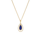 Kette mit Anhänger Venezo von BERND WOLF aus 24-Karat-goldplattiertem Sterlingsilber mit Lapislazuli, Designlinie Navette.