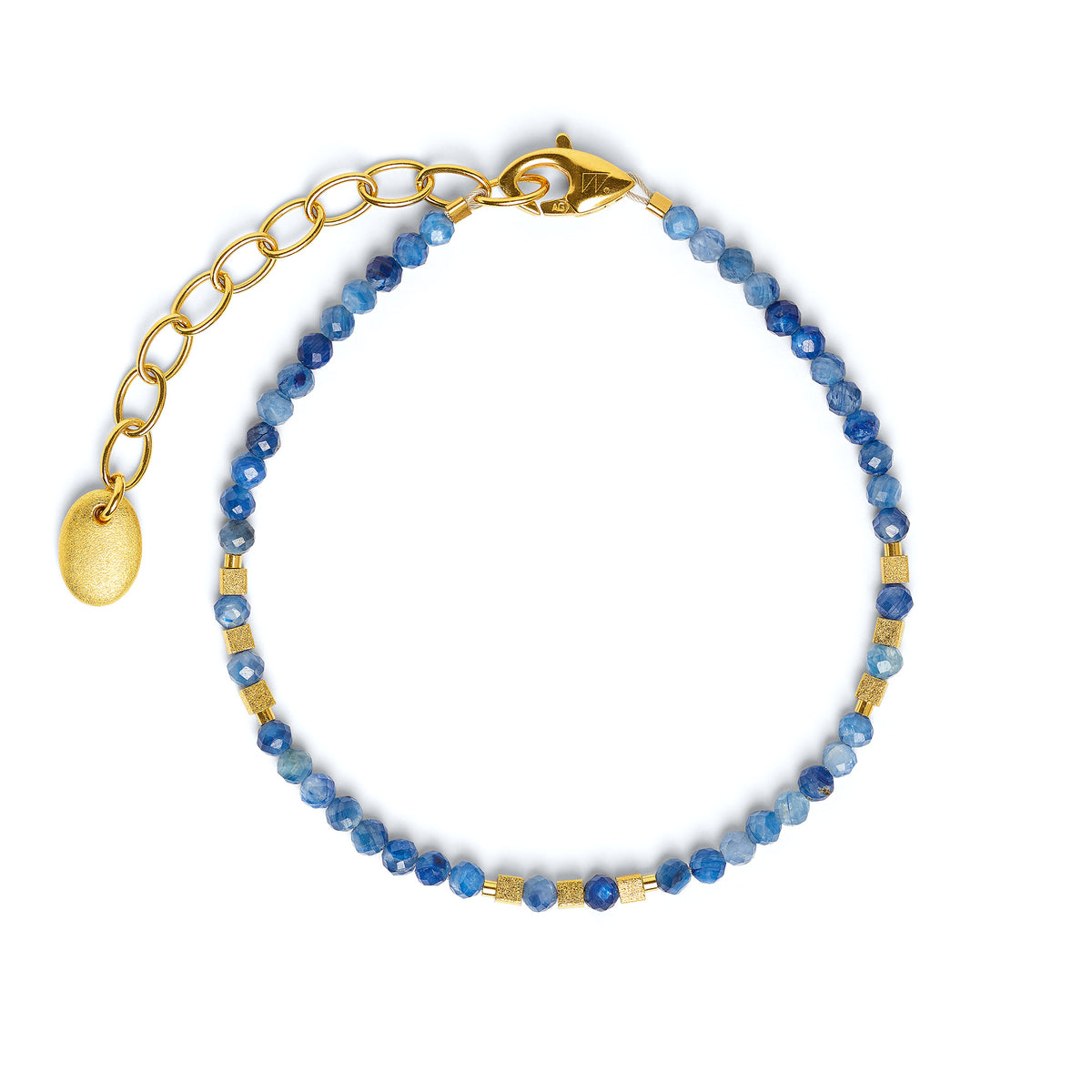 Armkette Cuneva von BERND WOLF aus 24-Karat-goldplattiertem Sterlingsilber mit Kyanit, Designlinie Basics.