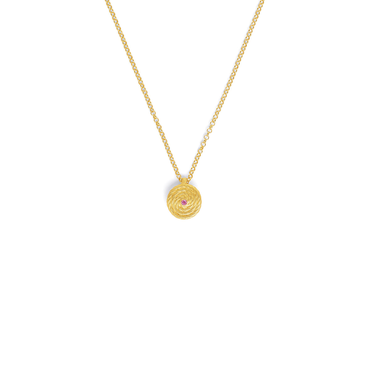 Kette mit Anhänger Liani von BERND WOLF aus 24-Karat-goldplattiertem Sterlingsilber mit Turmalin pink, Designlinie Liana.