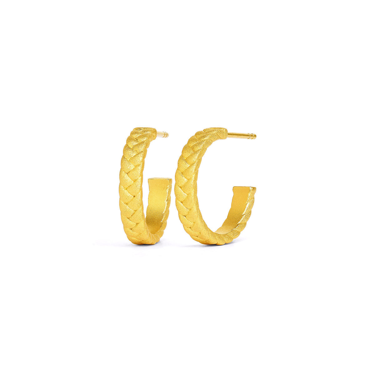 Creolen Twist von BERND WOLF aus 24-Karat-goldplattiertem Sterlingsilber, Designlinie Bergwelt.