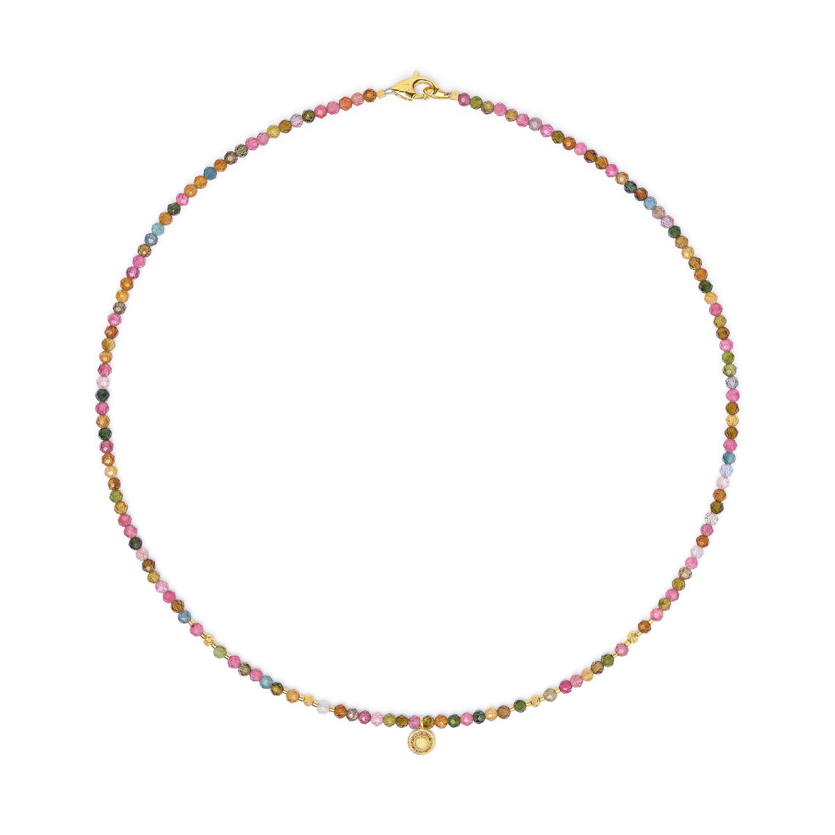 Kette mit Anhänger Sunteni von BERND WOLF aus 24-Karat-goldplattiertem Sterlingsilber mit Turmalin, Designlinie Sun&Moon.