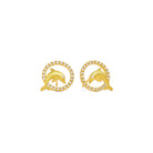 Ohrstecker Delfinias von BERND WOLF aus 24-Karat-goldplattiertem Sterlingsilber mit Zirkonia, Designlinie Maritim.