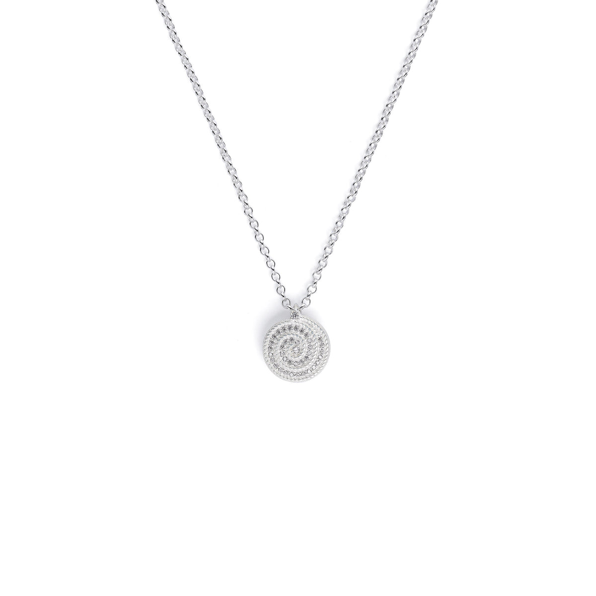 Kette mit Anhänger Spirola von BERND WOLF aus 925er Sterlingsilber mit Zirkonia, Designlinie Maritim.